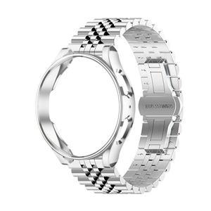 스트랩 + 케이스 삼성 갤럭시 시계 4 5 프로 6 44mm 40mm 45mm 스테인레스 스틸 팔찌 3 41mm 클래식