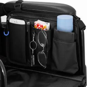 컵 홀더가 있는 휠체어 사이드 백 - 편리한 생활을 위한 펜 슬롯 열쇠고리 및 보조 당김 링이 보관