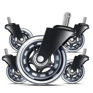 5PCS 사무실 의자 캐스터 바퀴 3 인치 회전 고무 교체 소프트 안전 롤러 가구 하드웨어