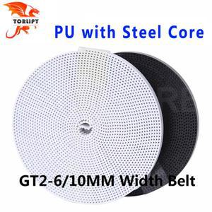타이밍 벨트 PU 스틸 코어 GT2 2GT 폭 6mm 10mm 3D 프린터 부품용 마모 방지 강화 오픈