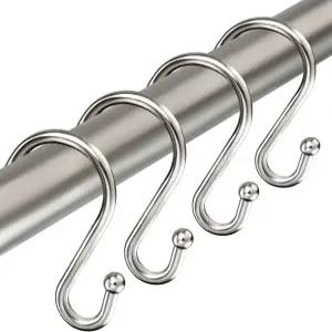 TOPROD 샤워 커튼 후크 링 아연 합금 S 모양 녹 방지 주방 옷장 및 정원용 걸이 브러시드 니켈 12개 세트