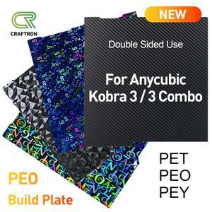Anycubic Kobra 3 콤보 빌드 플레이트 핫 엔드 노즐 256x268mm 스프링 강판 PEO PET PEY 시트 양면 부품 액