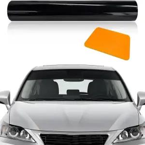 YTFRL 윈드실드 틴트 스트립 51.18×7.87 자동차 창문 선바이저 필름 스크래퍼 범용 전면 윈드스크린 열