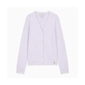 CALVIN KLEIN JEANS 여성 우븐라벨 케이블 가디건 47F322G 3OQ