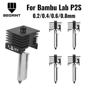 Bambu Lab P2S용 업그레이드된 핫엔드 키트 0.2/0.4/0.6/0.8mm 경화강 노즐 교체용 Bambulab 3D 프린터 프