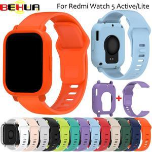 Redmi Watch 5 Lite 용 실리콘 시계 밴드 + 케이스 액티브 손목 Smartwatch 스트랩 팔찌 스포츠