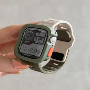 캔디 실리콘 케이스 + 스트랩 Apple Watch 시리즈 9 45mm 밴드 8 7 41mm SE 6 5 4 44mm 40mm 고무 코레아 i