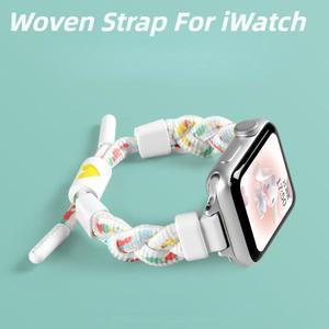 애플 워치 밴드용 나일론 우븐 스트랩, 스포츠 밴드, 루프 컬러 블로킹 팔찌, 아이워치 8, 7, 6, 5, SE, 45