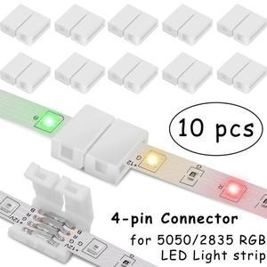 5050/3528 RGB 스트립용 무납땜 커넥터 PCB 코너 없음 L자형 LED 4 핀 10mm 10개