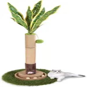 고양이 긁는 기둥 35인치 키의 나무 타워 실내 걸이 공 뱀 식물 사이잘 로프 상호작용 마우스 장난감