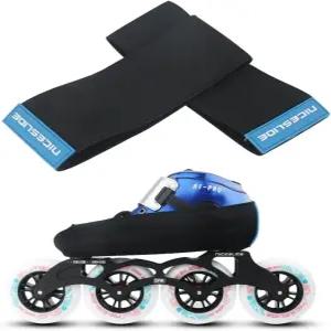 SquEqu 페어 스케이트 부츠 커버 스트랩 탄력 소매 밴드 캡 발가락 보호 롤러스케이트 피겨 스케이팅 신발