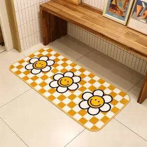 국내생산 체크 데이지 주방 발매트 (옐로우)
