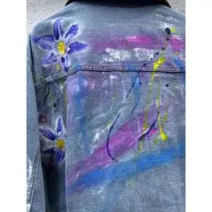 무천도사 데님 여친 여사친 봄가을 코트 상의 트렌드 재킷 핸드페인팅 그래피티 길거리 KKE3