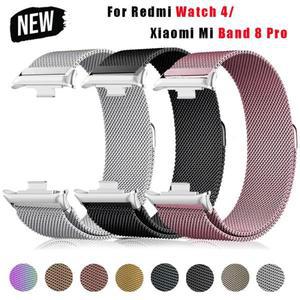 샤오미 미 밴드 8 9 프로 마그네틱 스마트 손목 스테인리스 스틸 교체용 팔찌 (레드미 워치 4 5 호환)