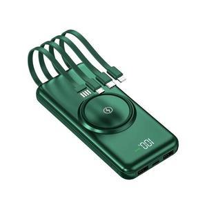 삼성, 화웨이, 샤오미 및 아이폰용 전원 코드 4개가 포함된 20000mAh 휴대용 대용량 자기 무선 충전 보조베