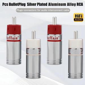 4pcs 9mm Rca 커넥터 실버 도금 알루미늄 합금 RCA 플러그 오디오 남성 나사 Hifi DIY