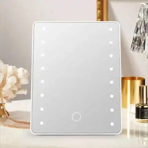 [셀러에이드]3단 밝기 LED 조명거울 화이트 화장대스탠드거울 LED