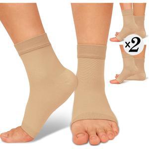 ACTINUPT 2팩 발목 보호대 압박 슬리브 8 15mmHg 토 양말 발바닥 염 베이지 S/M용 여성 및 남성용