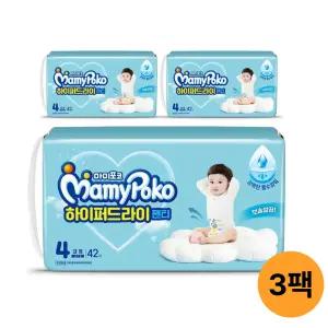 마미포코 하이퍼드라이팬티 남아용, 대형, 42매, 3팩, 1개