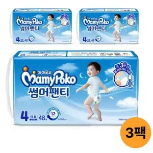 마미포코 썸머팬티 여아용, 4단계, 대형, 48매, 3팩, 1개