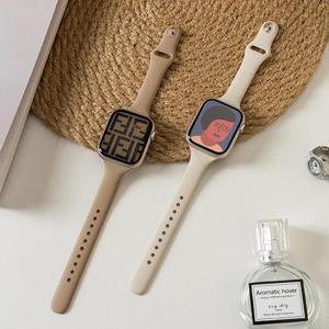 Apple Watch 용 얇은 실리콘 스트랩 49mm 44mm 45mm 41mm 42mm 시리즈 솔리드 컬러 팔찌 9 8 7 6 5 4 SE Ul