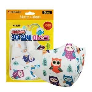 아이천국 3D 입체 캐릭터 마스크 5매입 x 5개 유아 부엉이