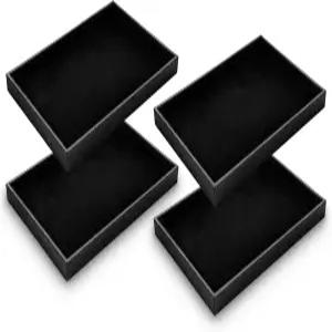 Kifmurase 4팩 서랍용 벨벳 주얼리 트레이 블랙 스태커블 팔찌 링 귀걸이 목걸이 정리함 빈 접시 진열대