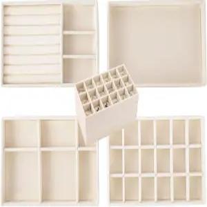 서랍용 세시젤리 스태커블 주얼리 정리함 트레이 벨벳 삽입물 4개 세트 링 스터드 목걸이 액세서리용 보관