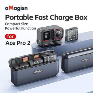 AMagisn 고속 충전 케이스, 배터리 보관 Insta360 호환용 호환용 Ace Pro2 액세서리