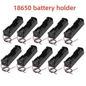 10개 18650 파워 뱅크 홀더 1X 3.7V 배터리 보관함 케이스 1 슬롯 용기 DIY 와이어 리드 시리즈 포함