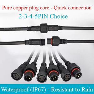 1세트 IP67 방수 2/3/4/5핀 LED 남성 여성 케이블 커넥터 20cm 라이트 스트립