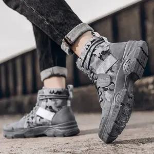남성화 발목 하이탑 스니커즈 밀리터리 카모패턴 워커 Pik6+1jOx