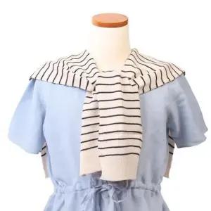 레이어드 니트 스트라이프 어깨숄 여성 페이크 가디건