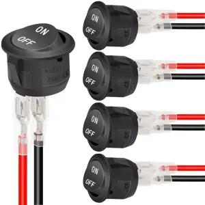 5Pcs 12V 라운드 로커 스위치 AC 6A/250V 10A/125V SPST 2 핀 위치 On/Off 토글 자동차 보트 RV 블랙