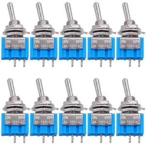 10pcs DPDT 미니 토글 스위치 2pin 2 위치 ON/Off 소형 6A 125V