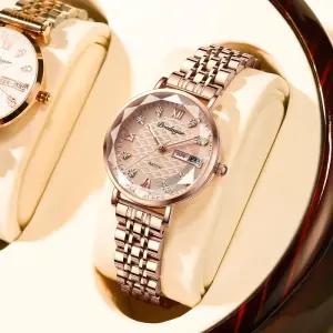 포에다가 여성용 시계 스테인리스 스틸 정교한 손목시계 팔찌 방수 야광 우아한 레로즈