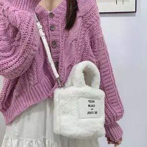 귀여운 페이크 퍼 여성 외출 미니 가방 토트백