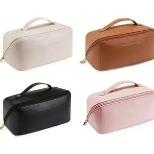 휴대용 화장품 메이크업 대용량 수납 가죽 파우치 여성 정리