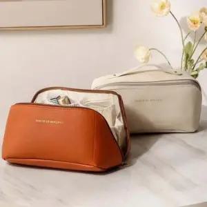 수납함 대용량 화장품 휴대용 메이크업 파우치 가죽