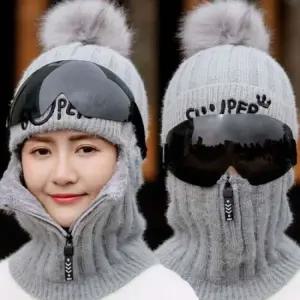 겨울모자 블랙고글 BELL고글 방한모자 GRAY 겨울모자 블랙고글