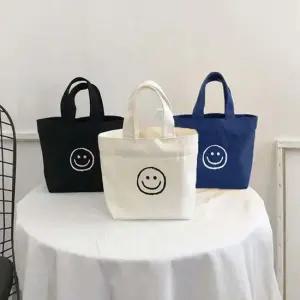 스마일 에코백 미니 토트백 면가방 캔버스 천가방 3색