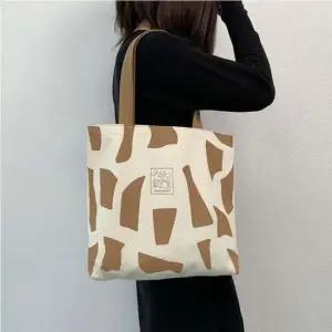 여자 데일리 가벼운 기린무늬 캔버스 숄더백 가방