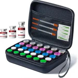 냉장고 보관용 마젠트릭스 펩타이드 바이알 케이스 - 30 슬롯 정리함 인슐린 GLP-1 핸드 스트랩이 있는