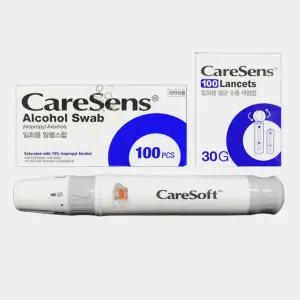 케어소프트 사혈기 1개+케어센스 채혈침100+소독솜100
