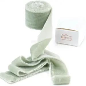 세이지 그린 벨벳 리본 1.5인치 페이드 더스티 원 가장자리 화환 크리스마스 추수감사절 장식 꽃다발 선물