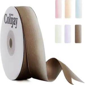 옴브레 브라운 리본 생일 선물용 양면 두꺼운 활 화환 결혼식 포장 꽃다발 머리카락 1인치 연속 10야드