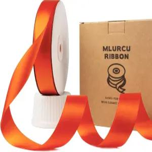 가을 오렌지 리본 1인치 x 50야드 새틴 더블 페이스 추수감사절 선물 포장 꽃다발 결혼 초대장 헤어 보우