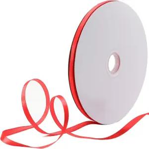 100야드 1/4인치 레드 새틴 리본 선물 포장용 솔리드 패브릭 롤 꽃다발 결혼식 파티 헤어 장식 활 및 공예