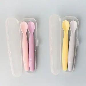 [골드스마일]초기 아기 스푼 유연 실리콘 휴대용 소프트 이유식 유아수저세트