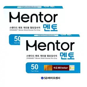 SD바이오센서 스탠다드 멘토 개인용 혈당측정검사지 50매 X2개 당뇨 측정 스틱 소모성 재료